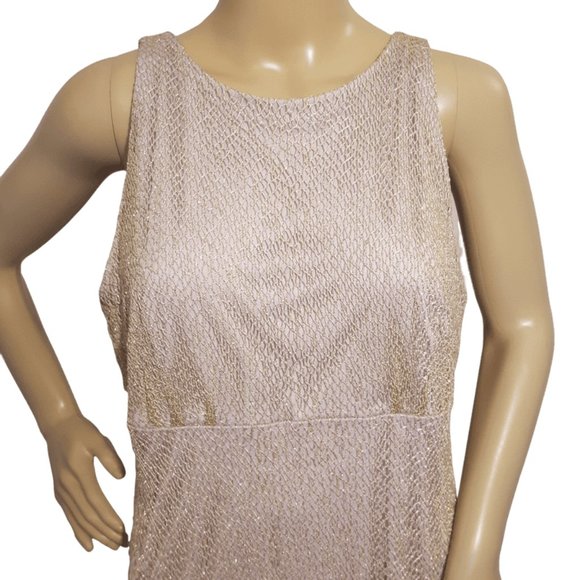 Made In Canada Formal Plus Gown Gold Fringe Plus Size 16 - Picture 2 of 7